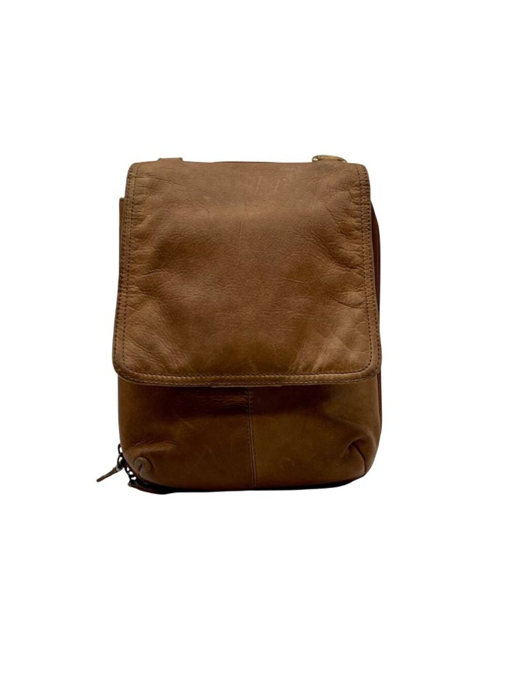 Coldwater Creek Vintage Brown Leather Organizer Crossbody Bag